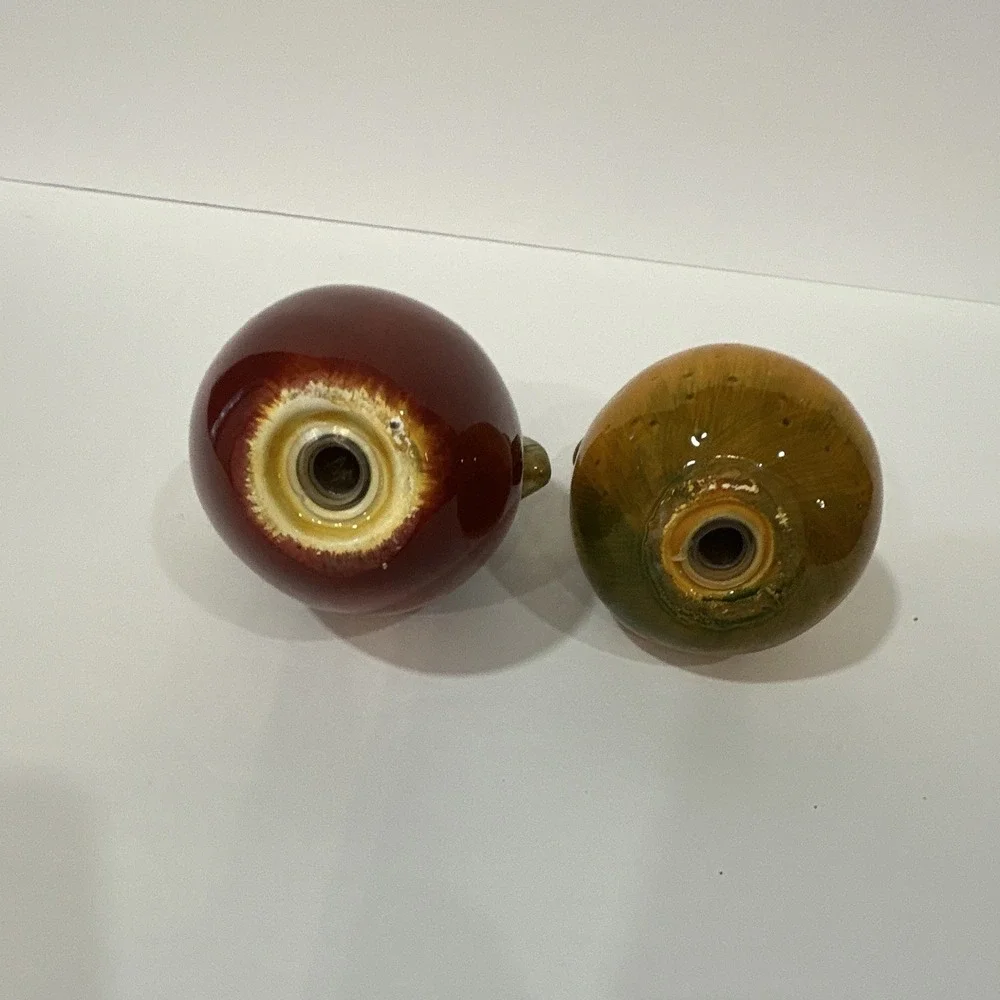 Ceramic Apple & Pear Salt & Pepper Shaker Set, Small 3 in, Red Yellow Green